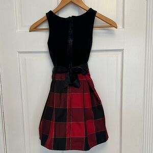 The Children's Place Black Velvet and Red Plaid Dress